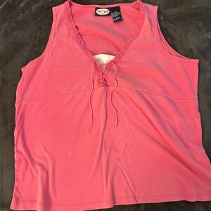 Pink Lace-Accent Tank Top
